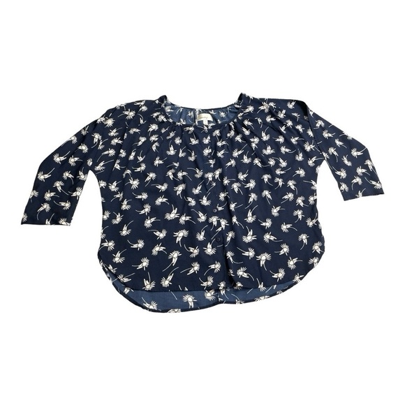 Porridge Anthropologie Floral Blouse Blue & White Womens Medium - Picture 6 of 10